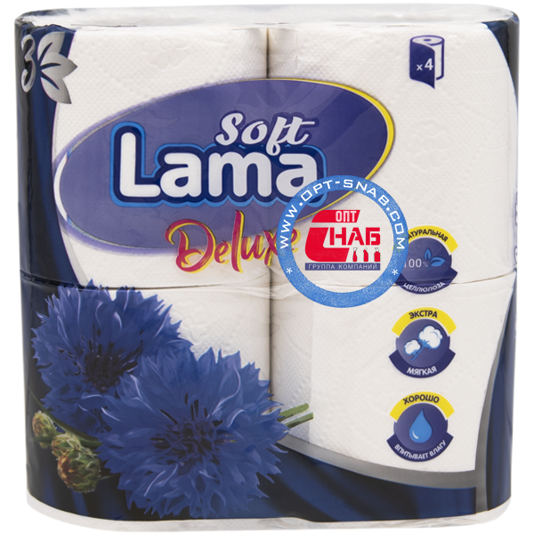  бумага “Lama” Soft Deluxe, трехслойная, белая, с втулкой, 4 .